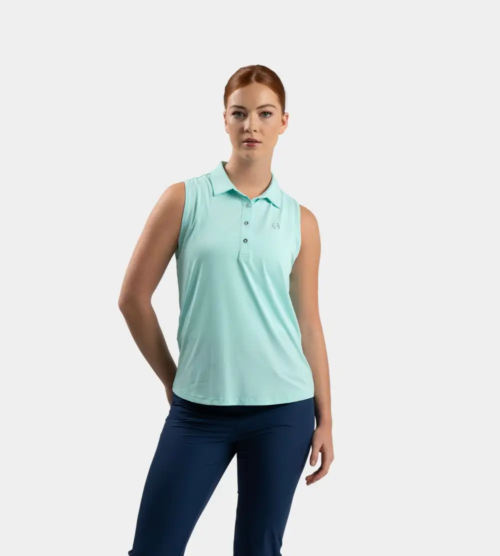 111ecced5659a9d1c40ce3c24f0fca004d9840d5 LADIES ELITE SLEEVELESS POLO - MINT - Image 1