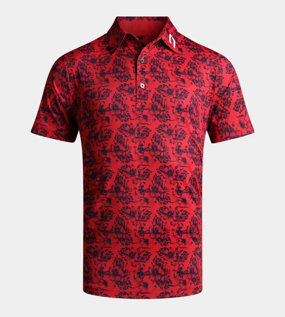 2aca193149d9582bfd598ba9c3c023d150d16212 FLORAL TECH POLO - RED - Image 1