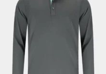 BAND LONG SLEEVE POLO - CHARCOAL