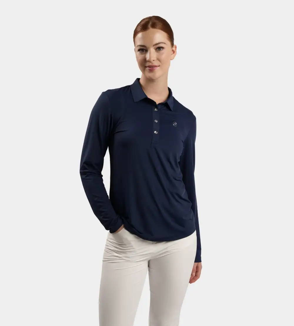 6c1e84da0c91ce34fe0cb5411b6916bcf56f0fdb LADIES ELITE LONG SLEEVE POLO - NAVY - Image 1