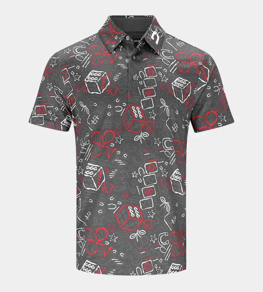 789cb82ffcf925dde9f2e33b507435c438c021b0 LUCKY 7 POLO - CHARCOAL - Image 1