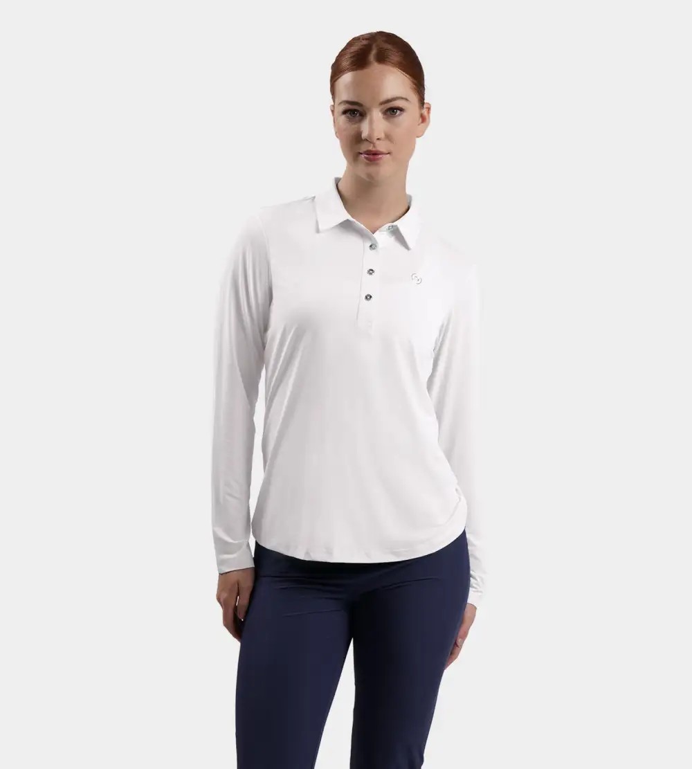 a285dd3de9331519460e1bd41325b1c290be1ad8 LADIES ELITE LONG SLEEVE POLO - WHITE - Image 1