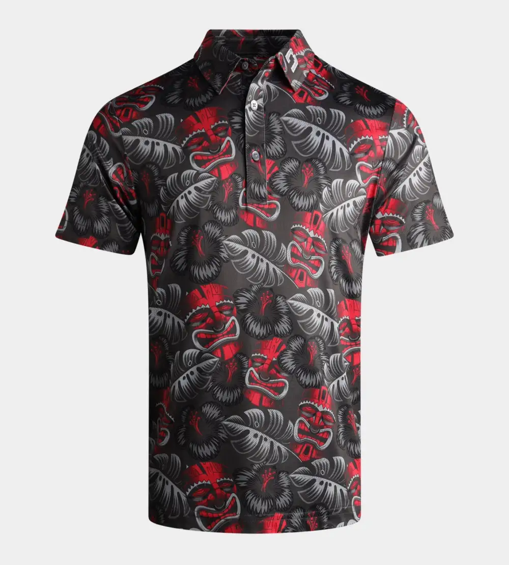 afd9c367d5fe59ded4c3440cd295dea64ea43653 TIKI POLO - CHARCOAL / RED - Image 1
