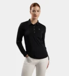 LADIES ELITE LONG SLEEVE POLO - BLACK