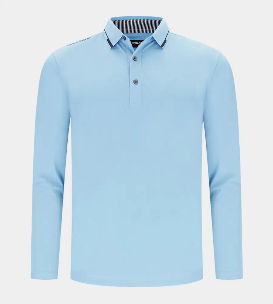 e8325b5294f2a0f9ab7844aa72cacd4e62579fec LEADER LONG SLEEVE POLO - BLUE/NAVY - Image 1