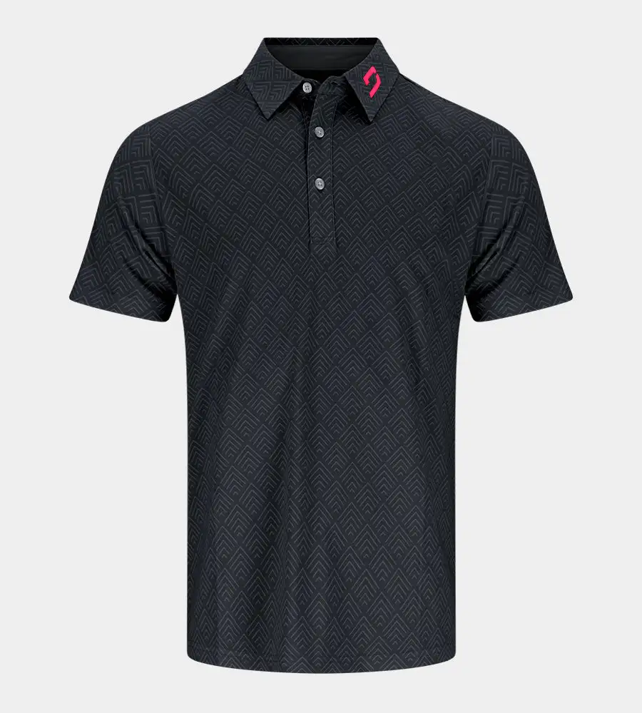 f374bd4228b303c4394cd1f619b1c00a8221ac03 CHEVRON POLO - BLACK - Image 1